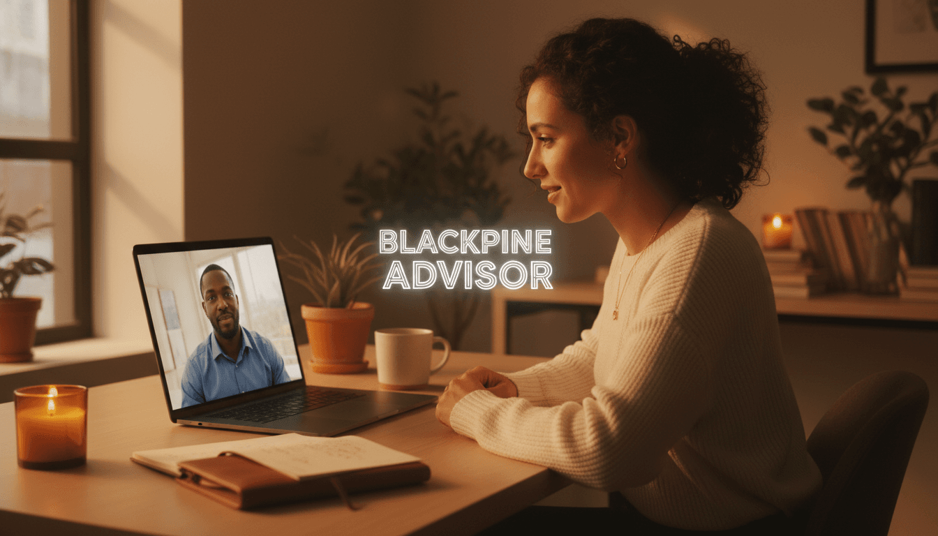 Founder consulting with advisor over video call